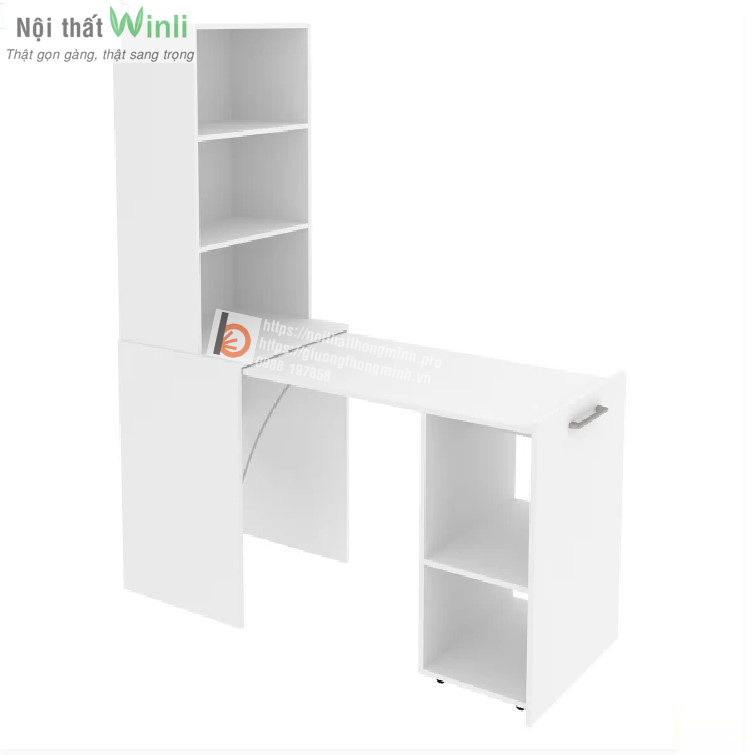 bàn thông minh kèm tủ sách màu trắng-2 bàn thông minh kèm tủ sách màu trắng 2