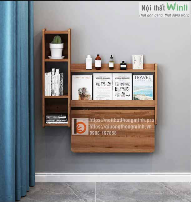 bàn gấp thông minh kèm kệ sách